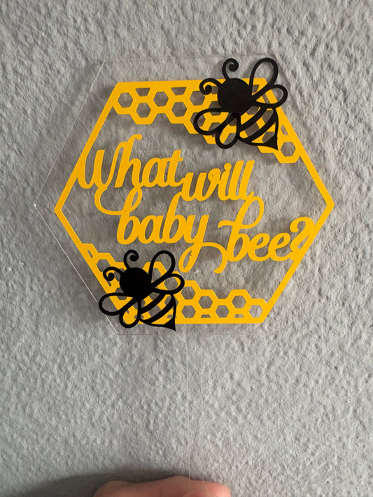 Handmade what will baby bee cake topper