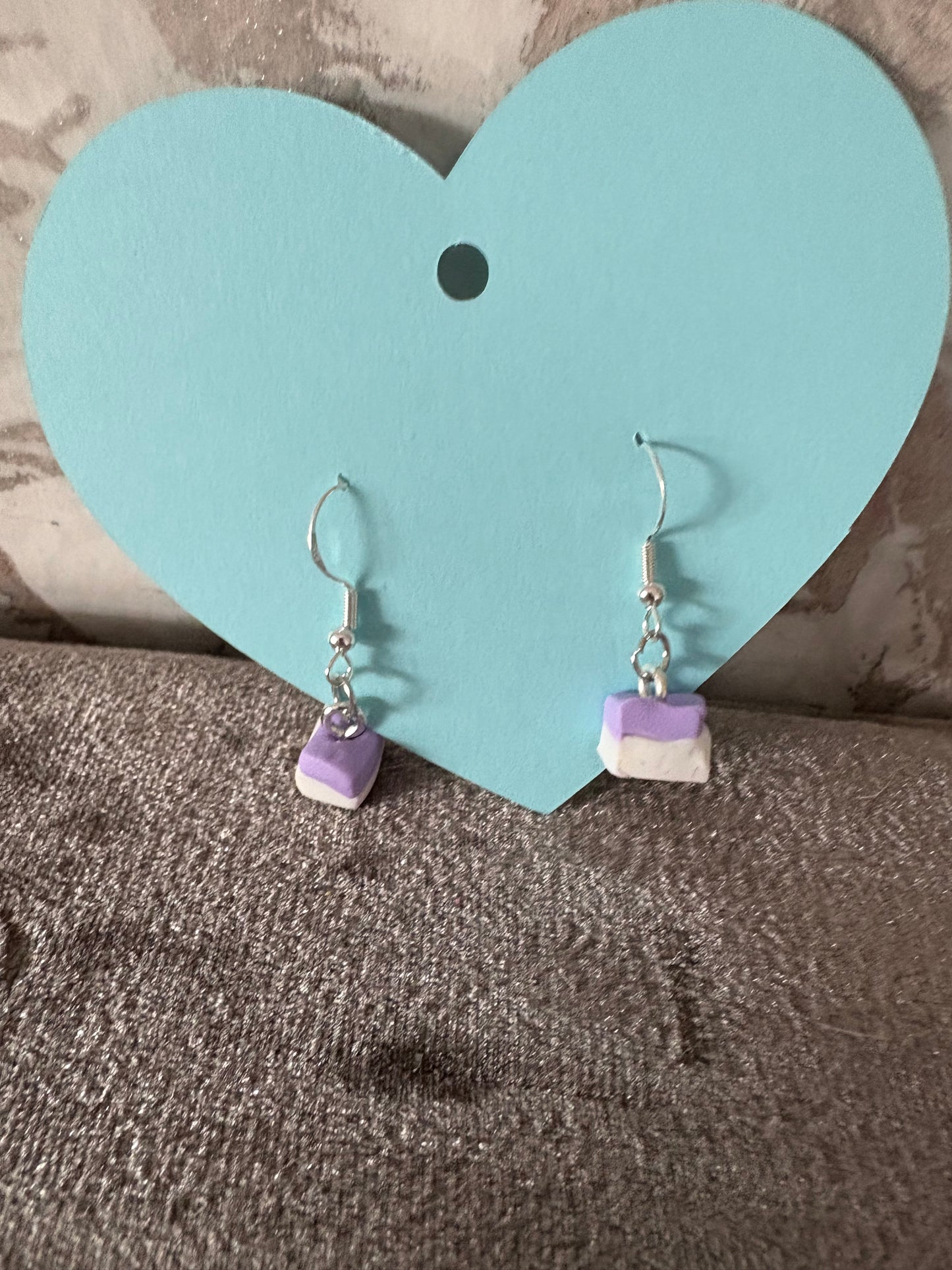 Handmade polymer clay square dolly mixture hook earrings