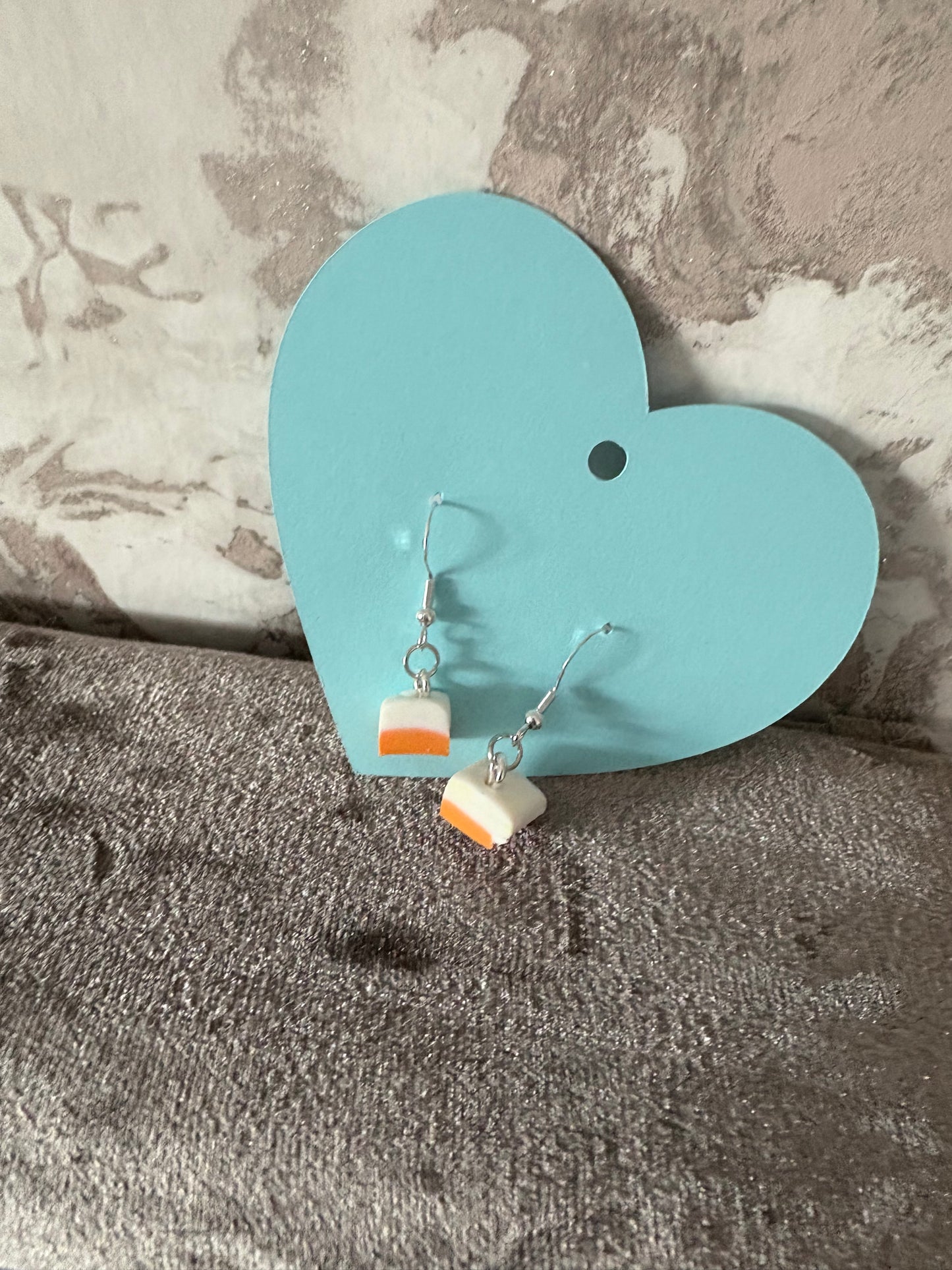 Handmade polymer clay square dolly mixture hook earrings