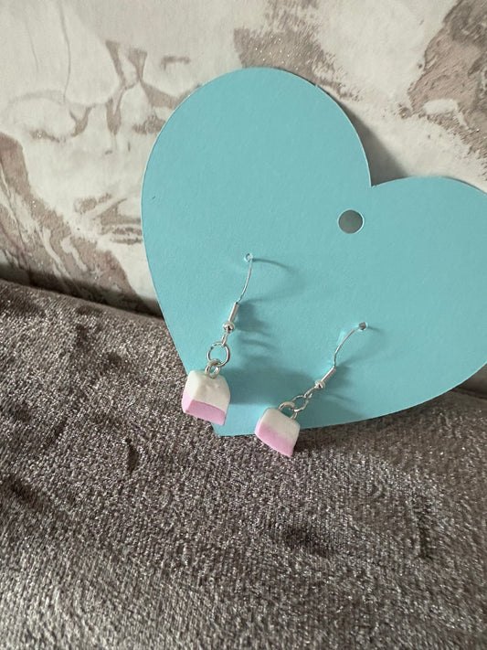 Handmade polymer clay square dolly mixture hook earrings