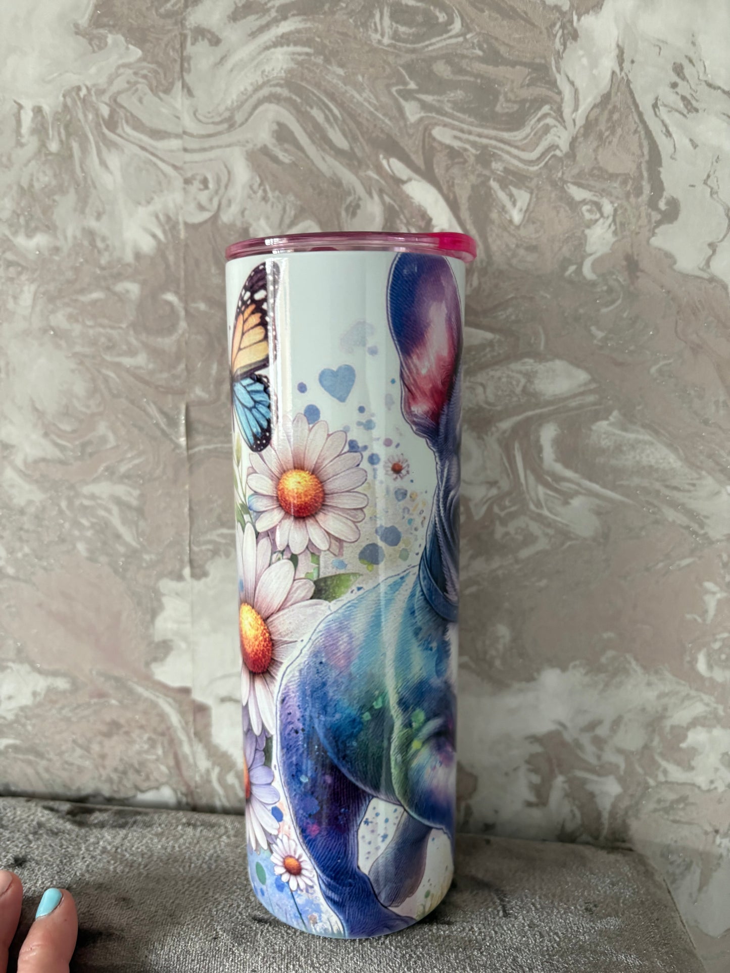 Handmade 20oz French bulldog tumbler