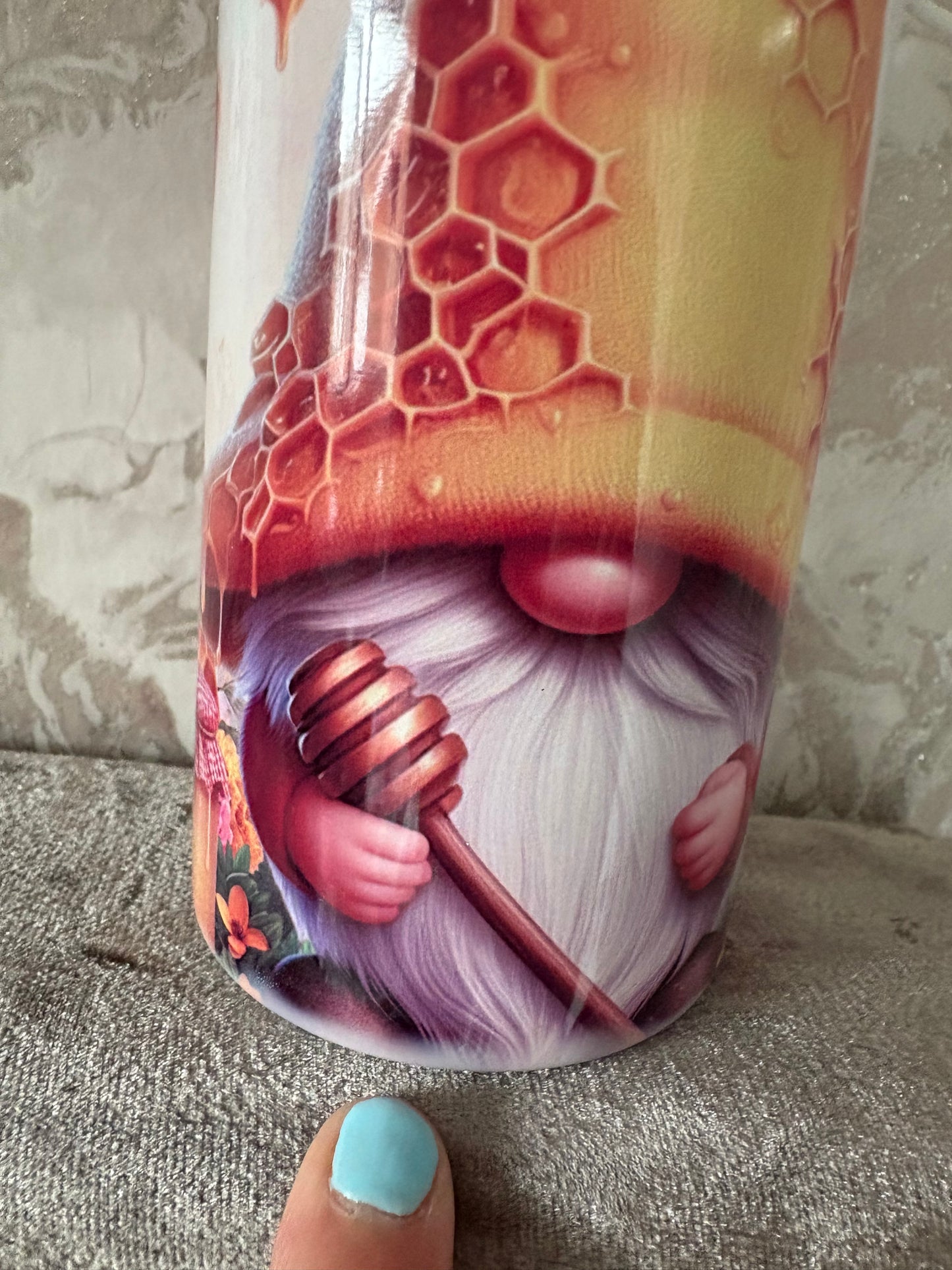 Handmade gnome and highland cow tumbler
