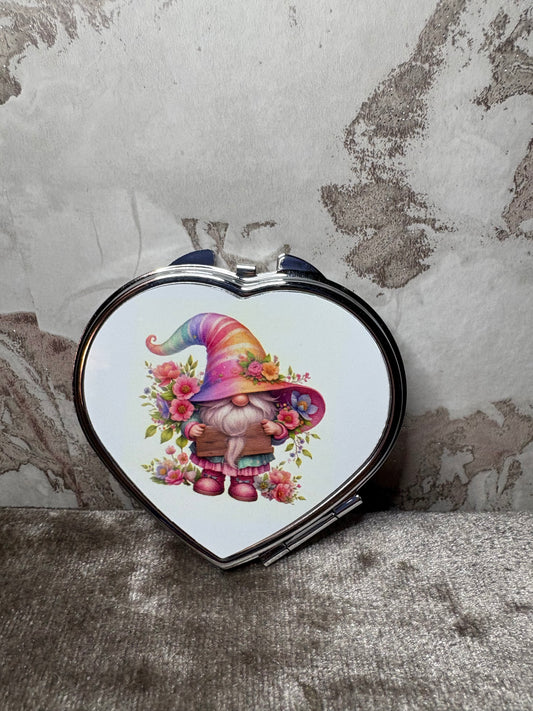 Handmade rainbow hat gnome mirror