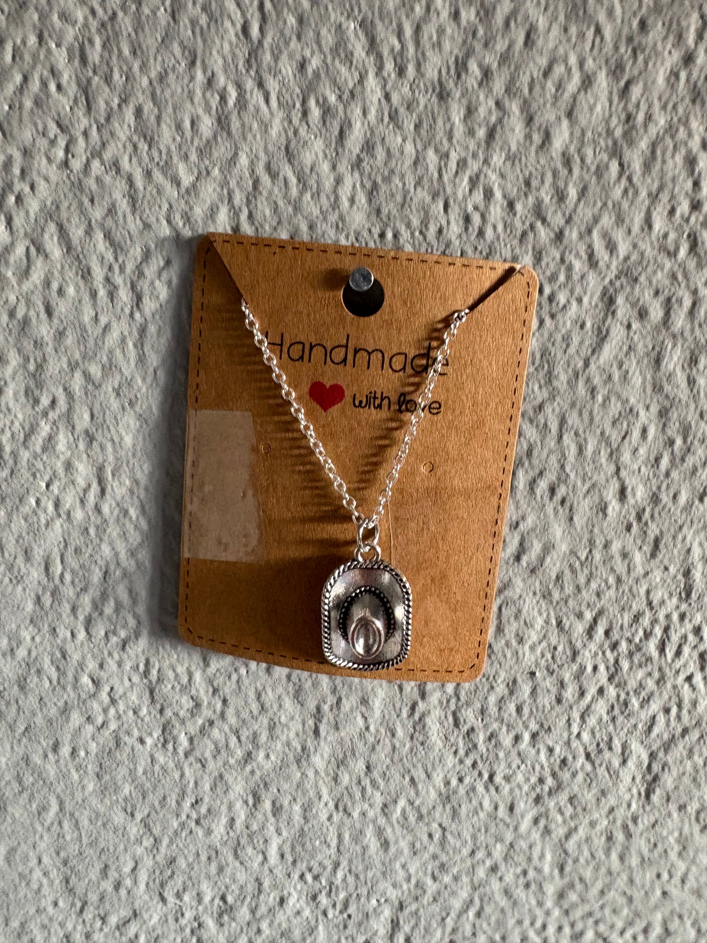 Handmade cow girl hat necklace