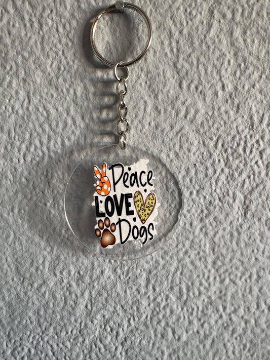 Handmade peace love dogs Keyring 2