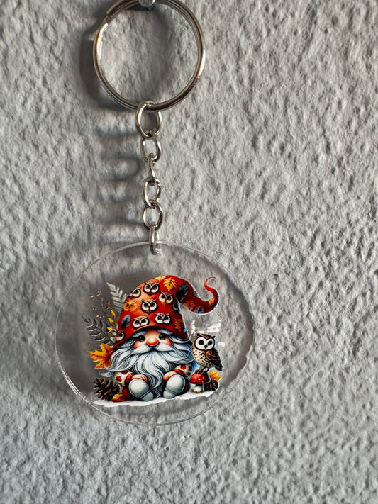 Handmade owl gnome 2 Keyring