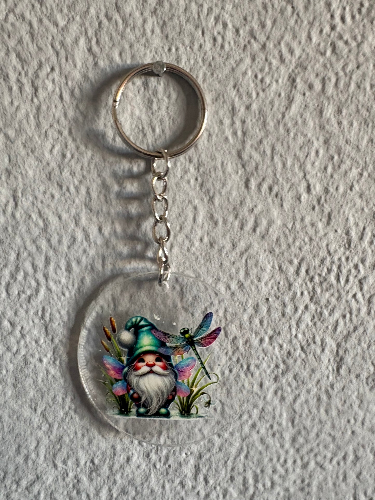 Handmade dragonfly 2 gnome Keyring