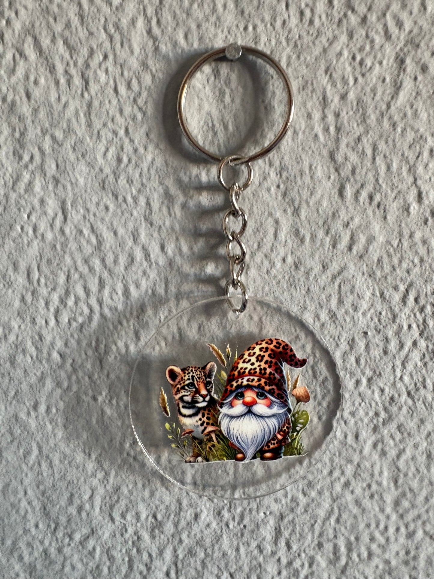 Handmade leaopard gnome Keyring