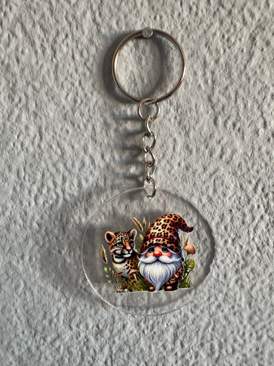 Handmade leaopard gnome Keyring