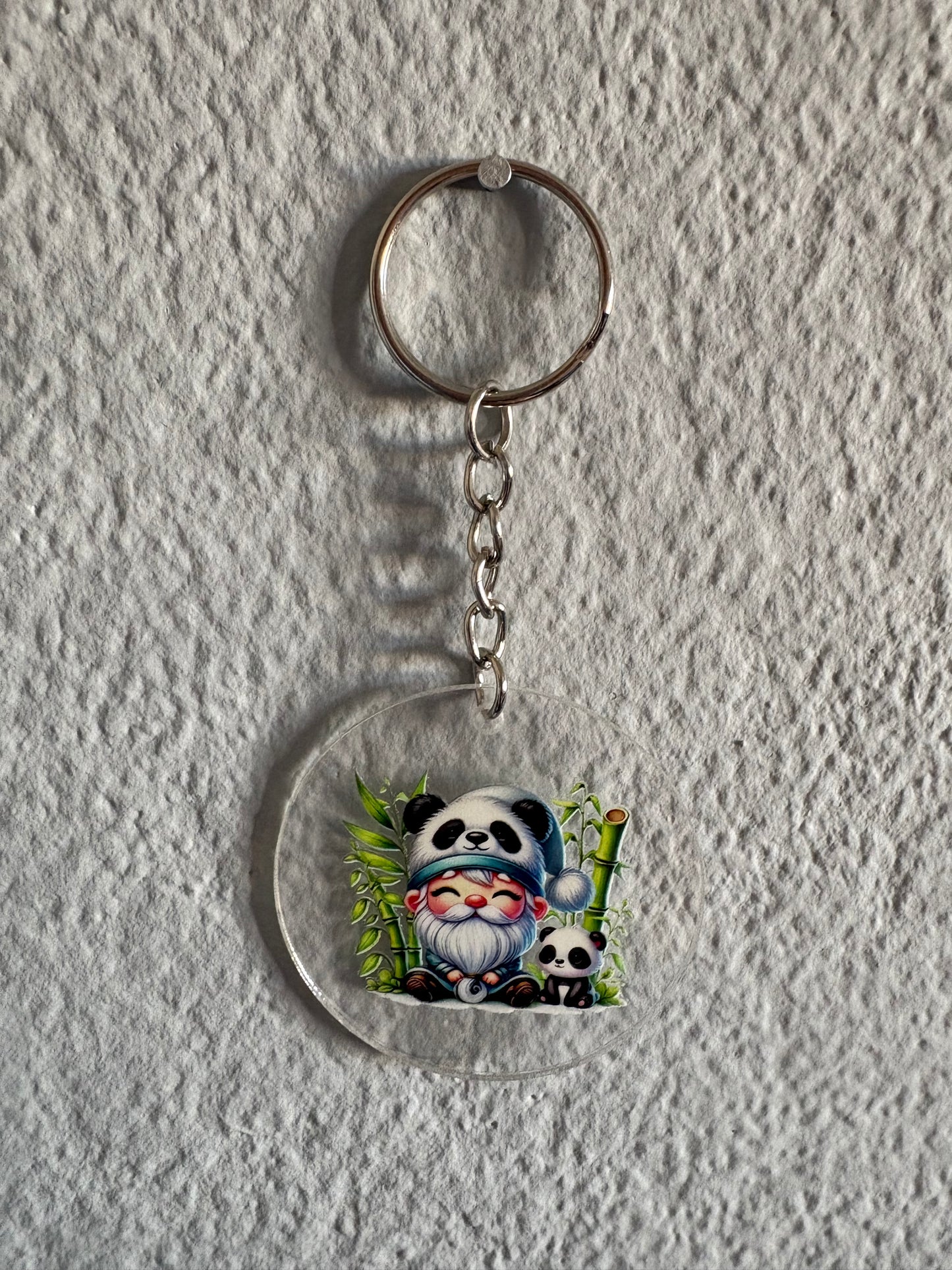 Handmade panda gnome keyrIng