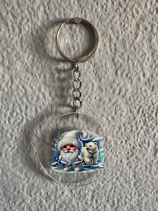 Handmade polar bear gnome Keyring