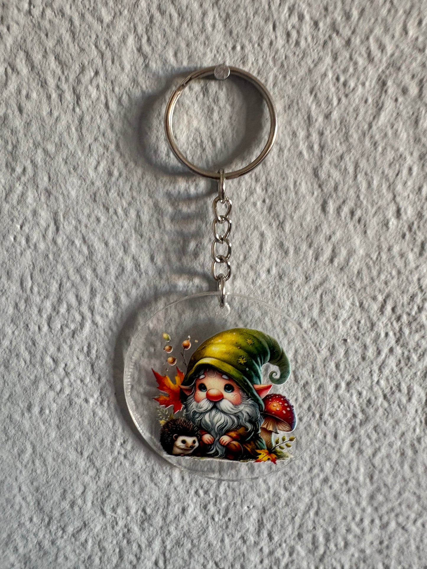 Handmade hedgehog gnome Keyring