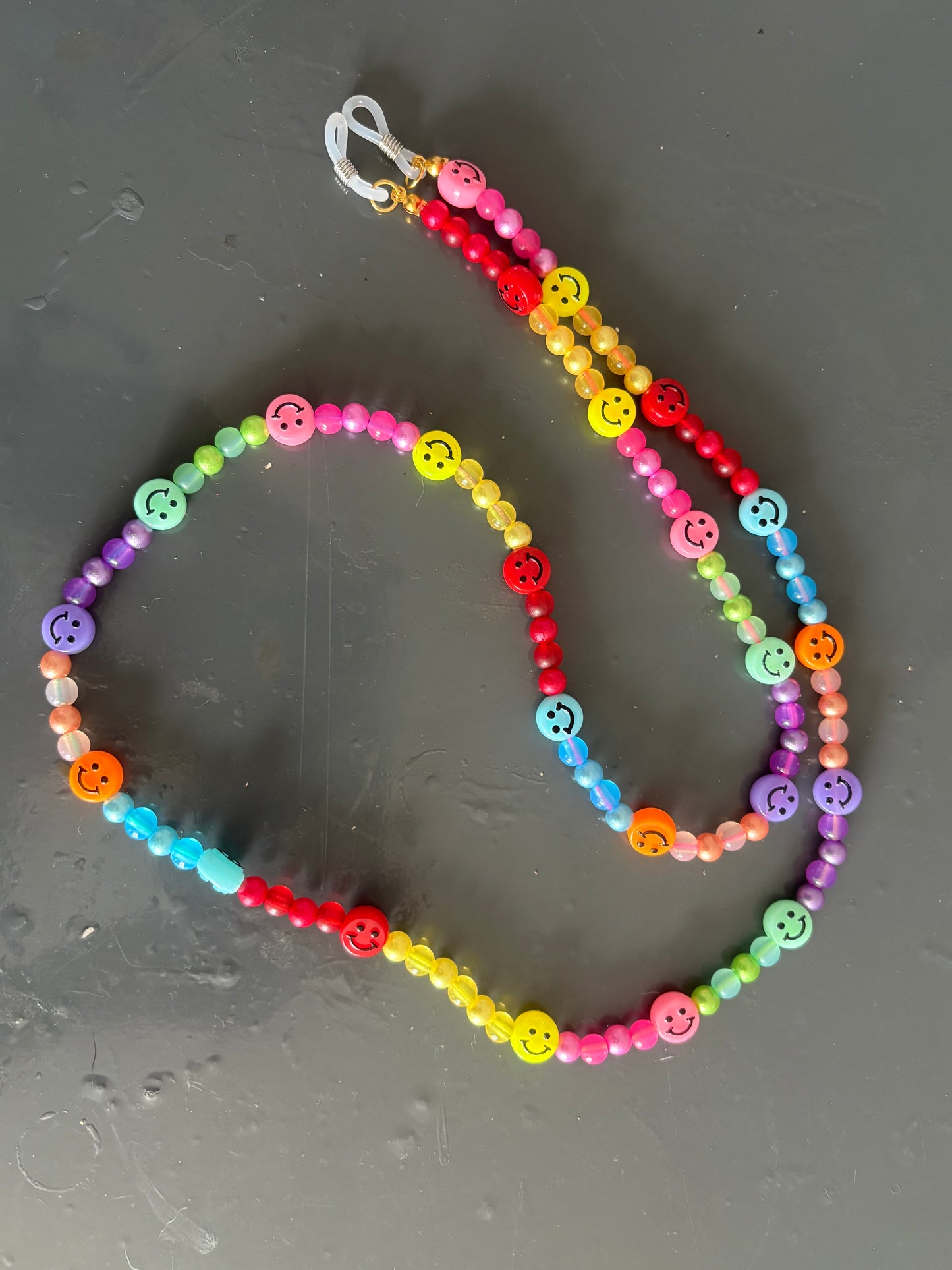 Handmade smiley face glasses strap