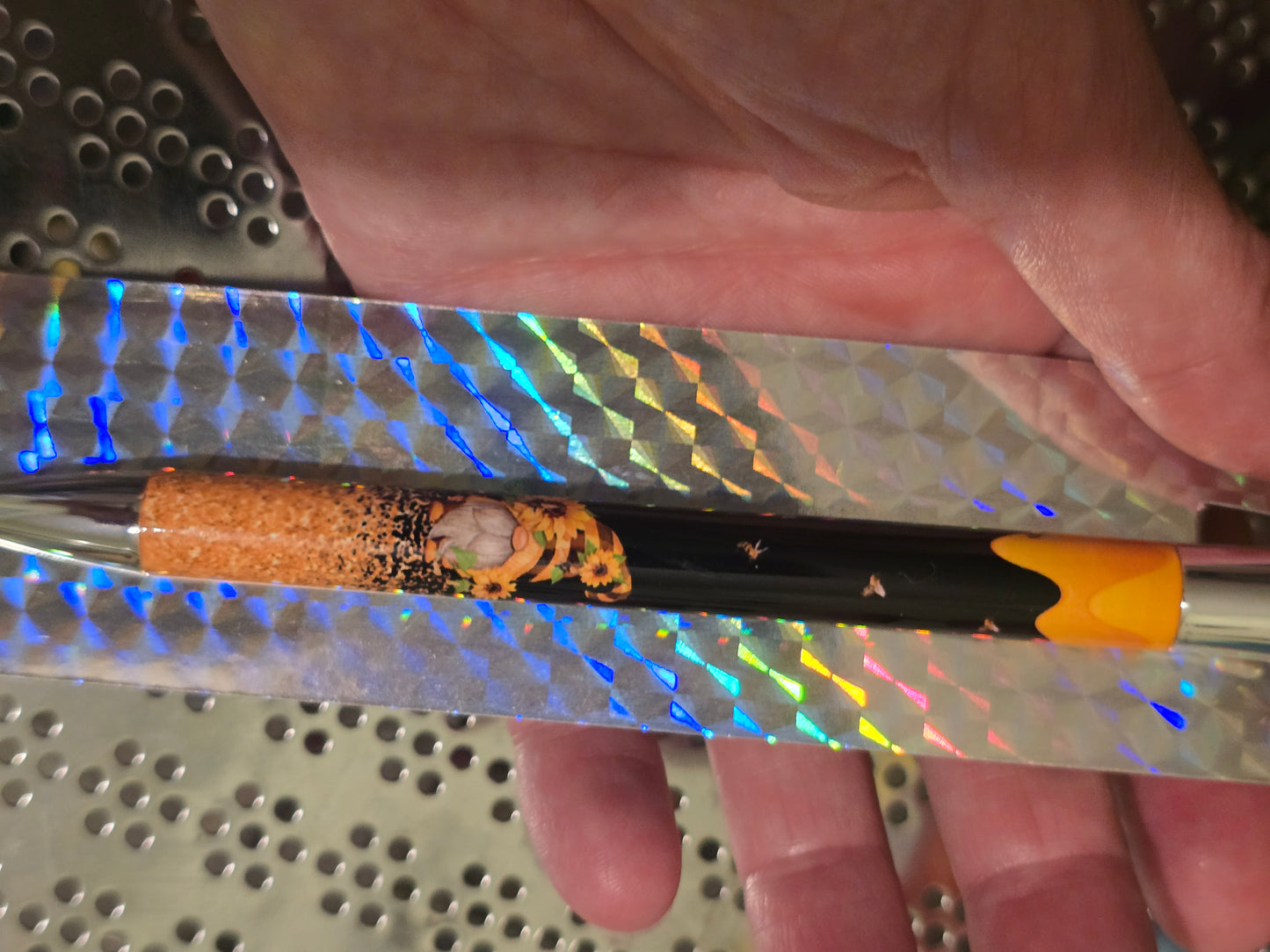 Handmade gnome with sunflower and bees pen